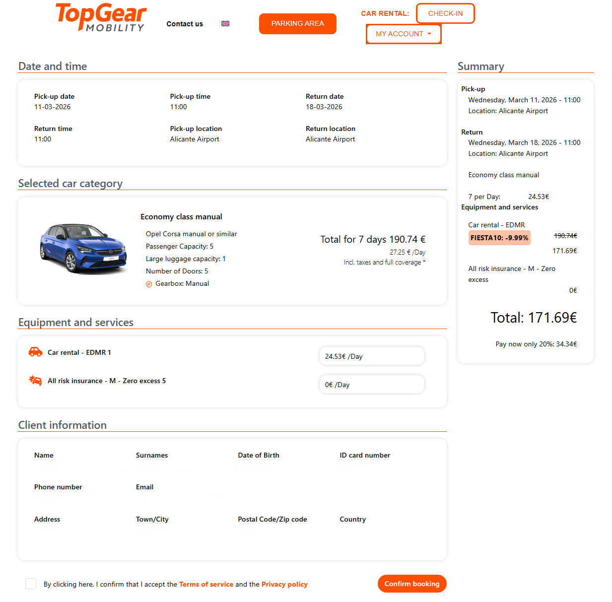 Reviewing and finalising the booking