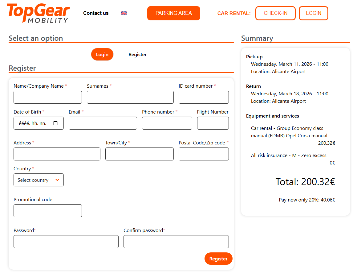 Entering details and coupon code