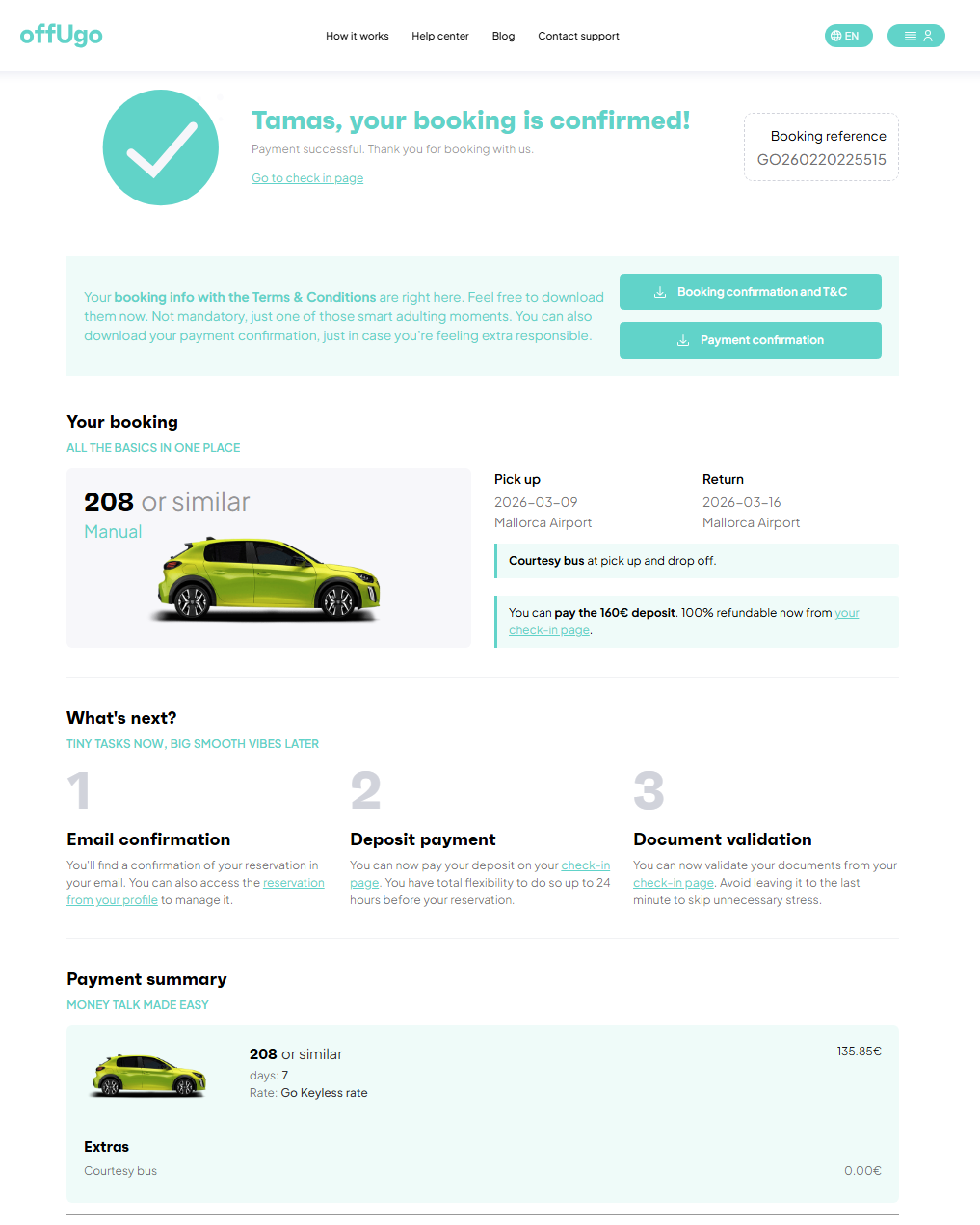 Foglalás visszaigazolása