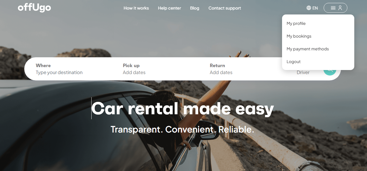 OffUgo – Bejelentkezés és My bookings