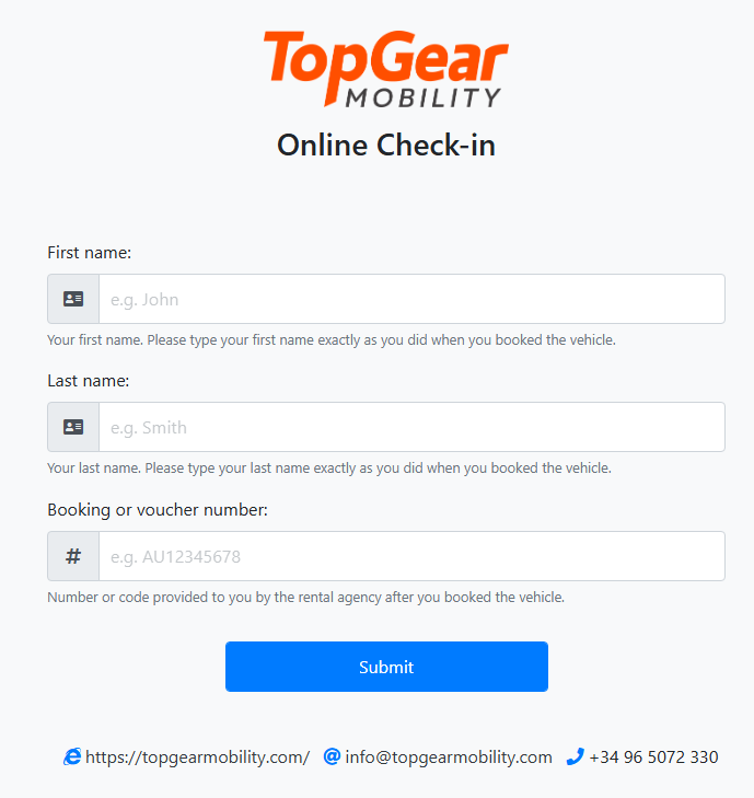 Name and booking number