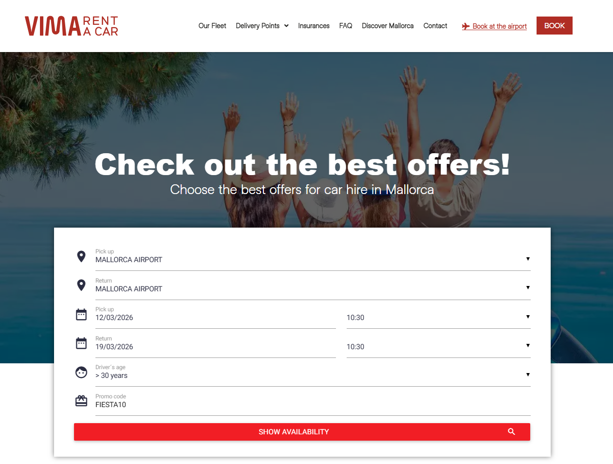 Vima foglalási oldal