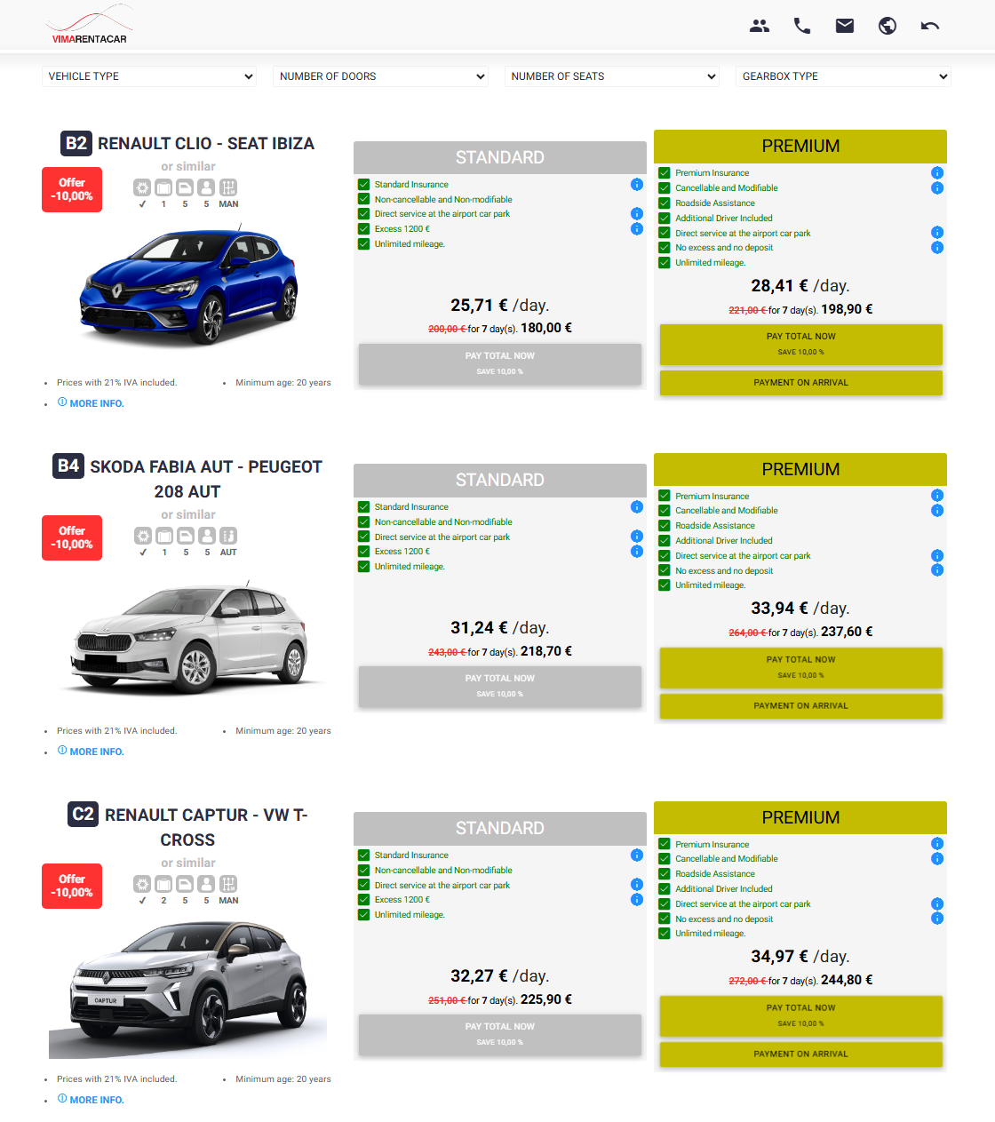 Autó és csomag kiválasztása