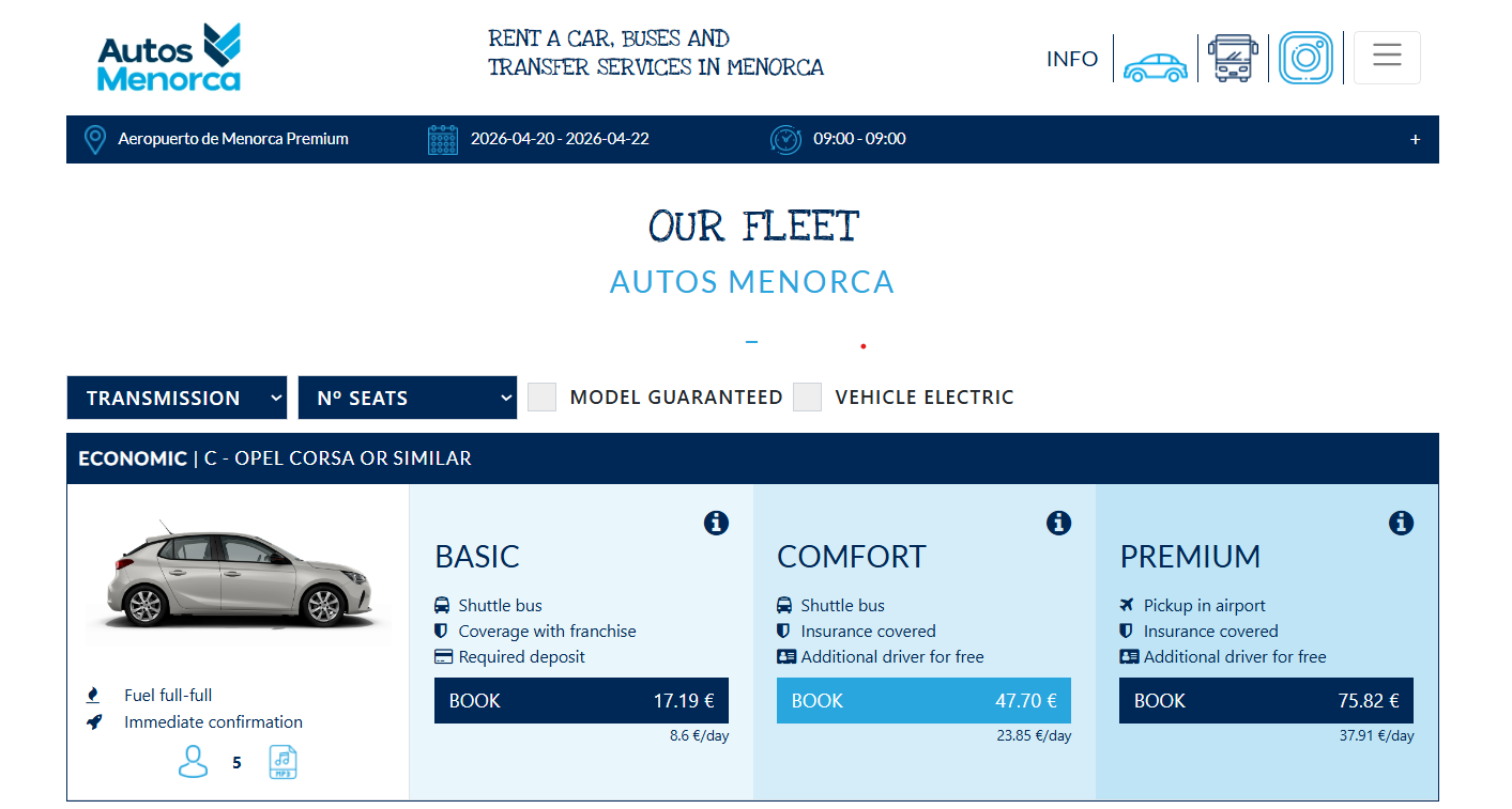 Autó és csomag kiválasztása
